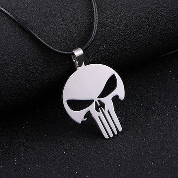 Skull Men And Women Stainless Steel Leather Rope Pendant