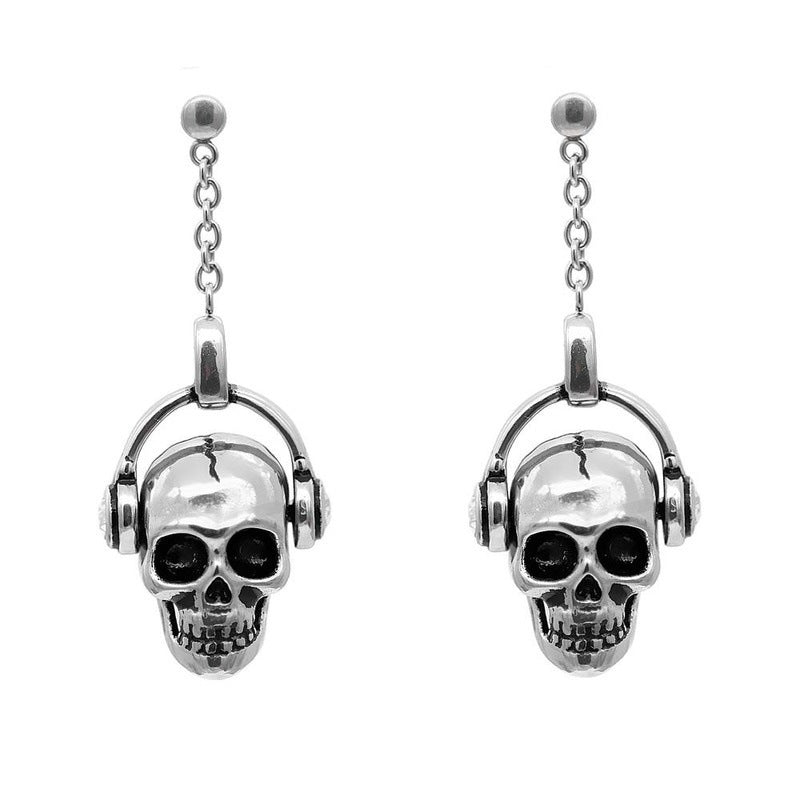 Runtao Retro Long Tassel Skull Earrings Ladies Fashion Nightclub Rock Earrings Punk Charming Ear Jewelry