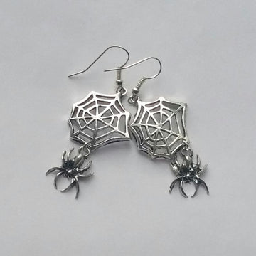 Spider Web Halloween Earrings Gothic Dark Witch Earrings