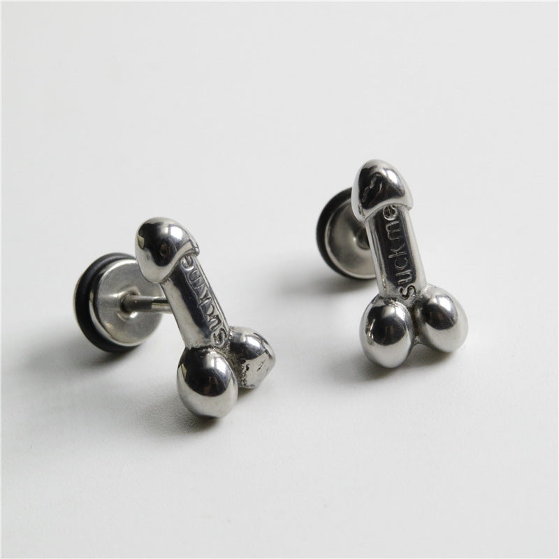 Punk Style Stainless Steel Personality Street Exaggerated Letter Earrings