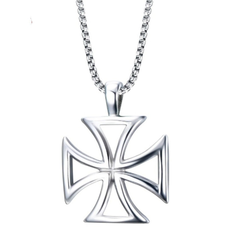 Vintage Crusader Cross Men's Alloy Pendant Necklace