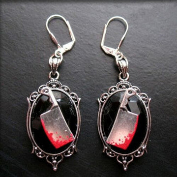 Gothic Bloody Cleaver Earrings Halloween Ornament