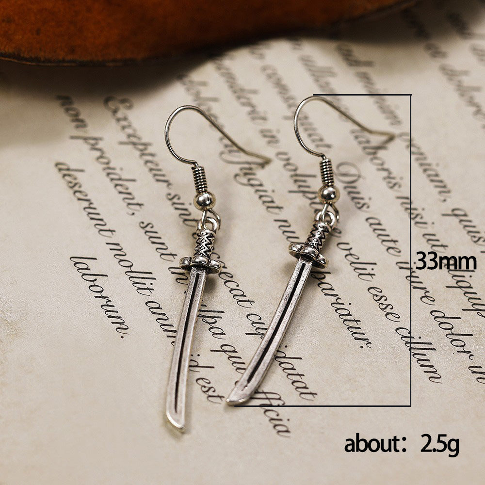 Dark Series Long Knife Pendant Earrings