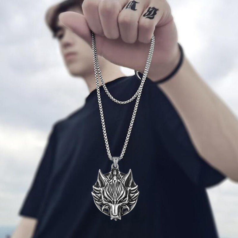 Fashion Wolf Head Personality Domineering Necklace Punk Male Tide Wolf Totem Pendant