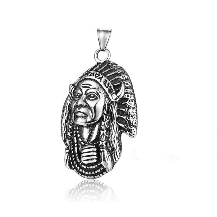 Jewelry Indian Tribe Legend Chieftain Titanium Steel