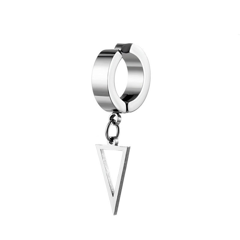 Four-pointed Star Triangle Pendant Stainless Steel Ear Clip Jewelry