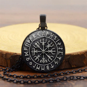 Viking Odin Logo Compass Time Gem Necklace Sweater Chain