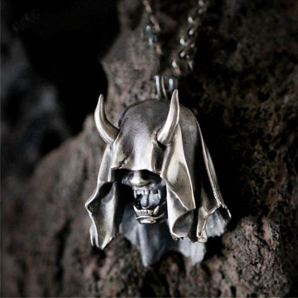 Fanged Demon Mask Pendant Retro Gothic