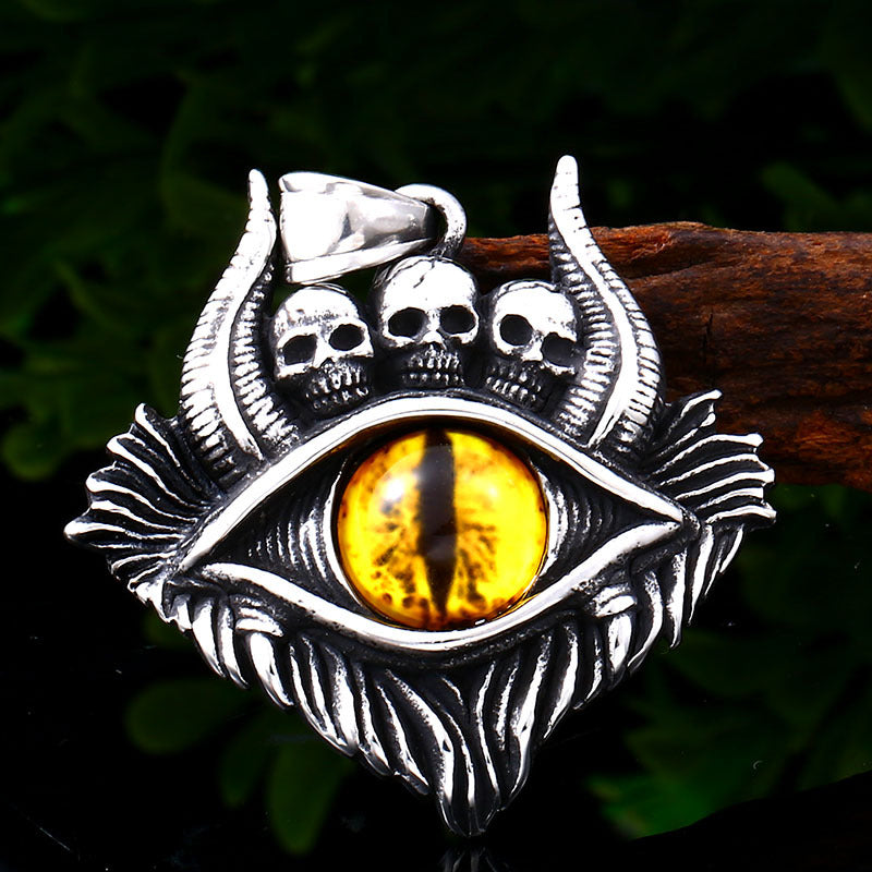 Titanium Steel Demon Eye Skull Pendant