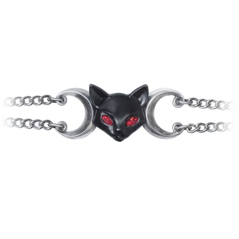 Worshipping Bastet Black Cat Moon Bracelet by Alchemy Gothic