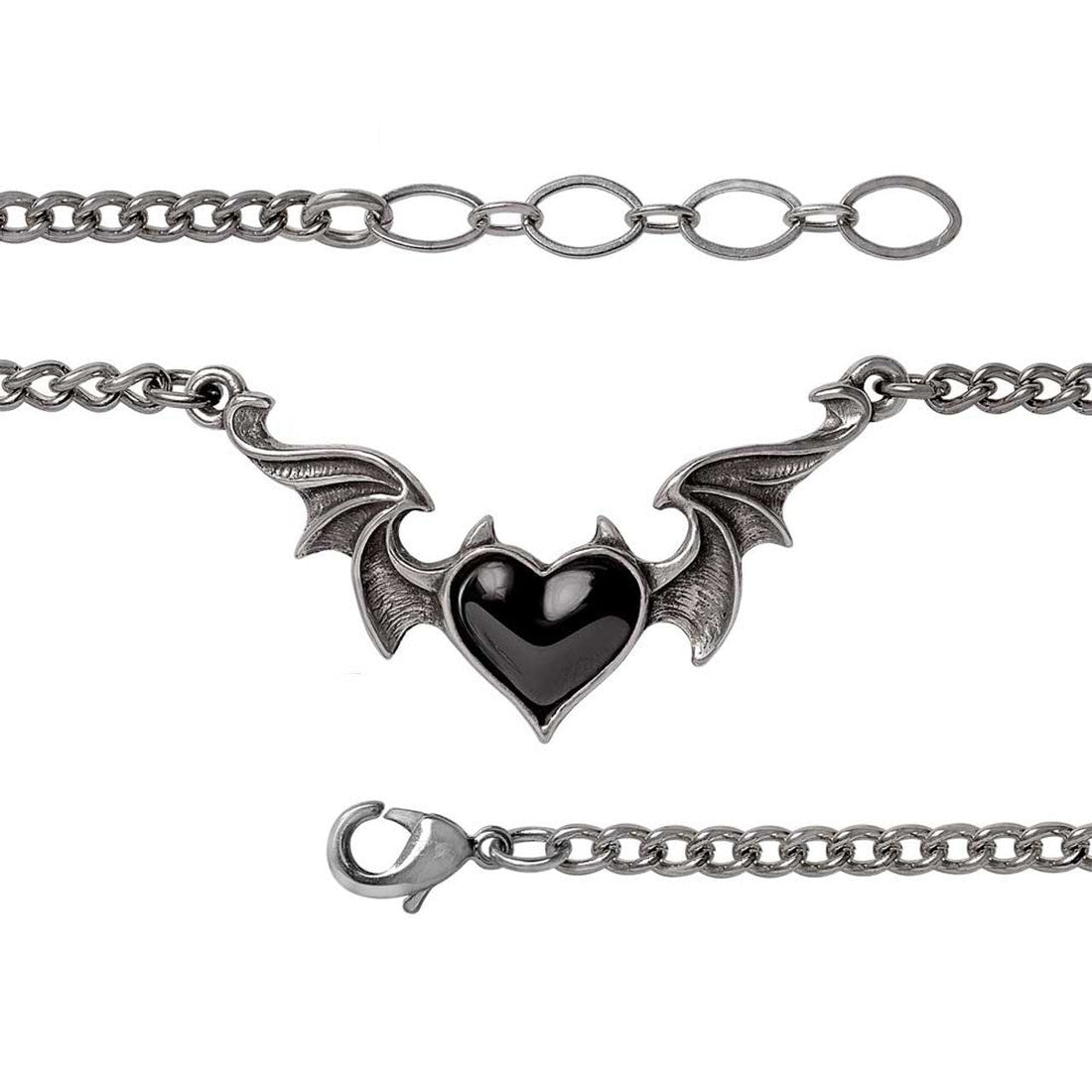 Blacksoul Winged Black Heart Bracelet by Alchemy Gothic