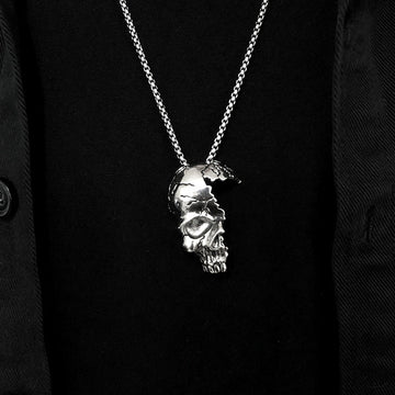 Personality Fashion Male Trendsetter Half Face Skull Pendant European And American Exaggerated Punk Hip Hop Street All-match Hanging Ornaments