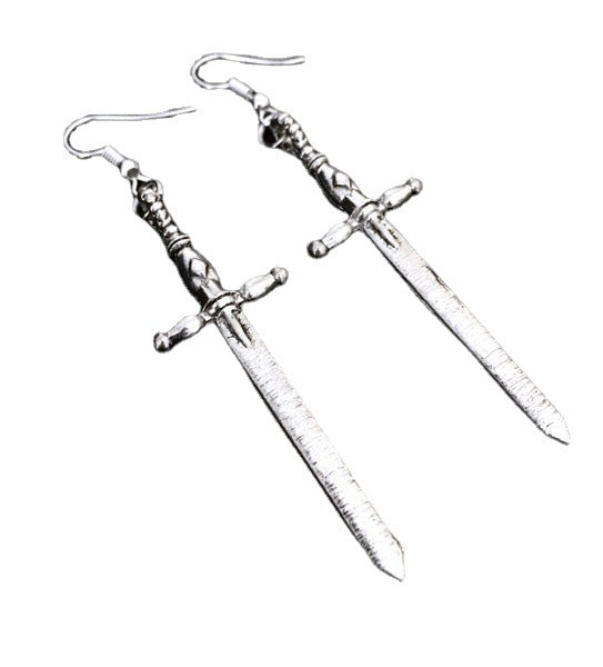 Retro Personality Dark Punk Metal Cross Sword Earrings