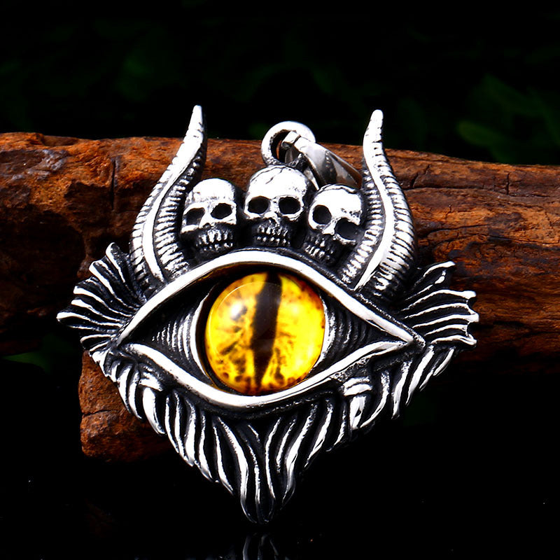 Titanium Steel Demon Eye Skull Pendant