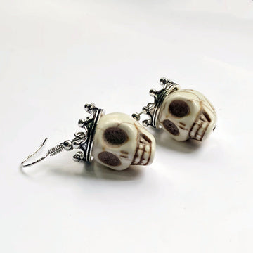 Retro Exaggerated Gothic Coronation Crown Skull Earrings Halloween Gift Witch Jewelry