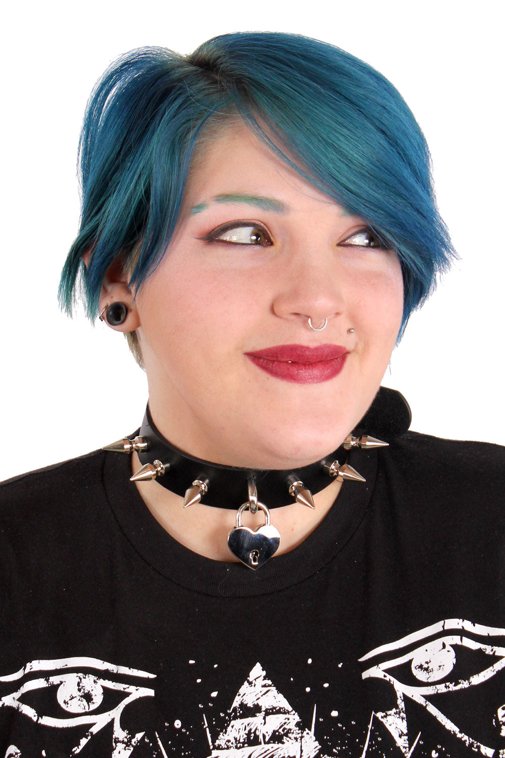 Spiked Heart Padlock Choker